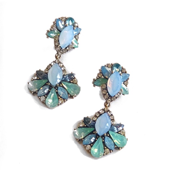 Multi Blue Rhinestone Earrings - Picture 1 of 2